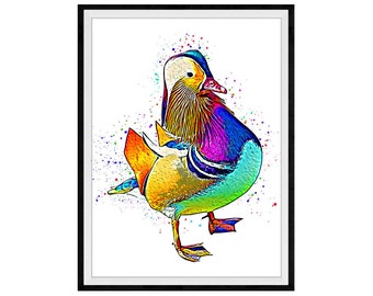 Mandarin Duck Mixed Media Painting Art Print #3