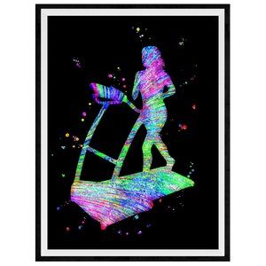 Treadmill Vibrant Watercolor Stencil Painting Modern Art Print
