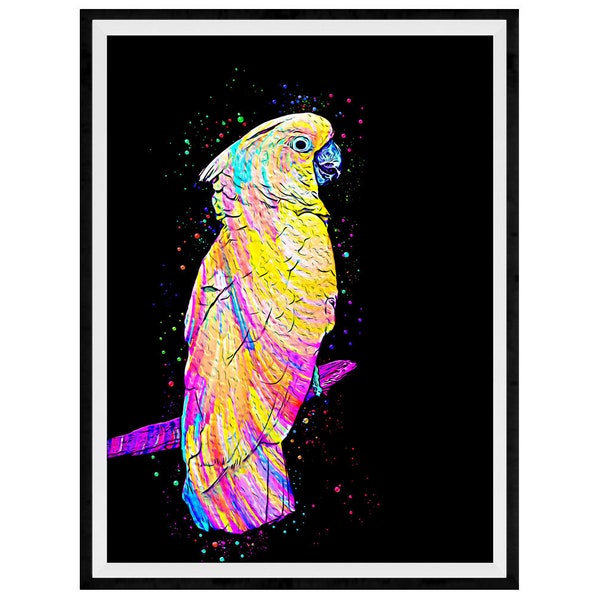 Umbrella Cockatoo Mixed Media Painting Art Print