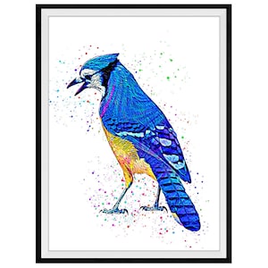 Blue Jay Mixed Media Painting Art Print