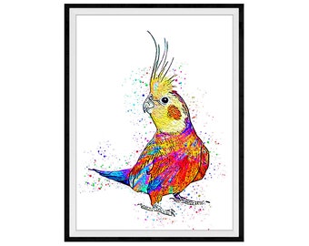 Cockatiel Mixed Media Painting Art Print