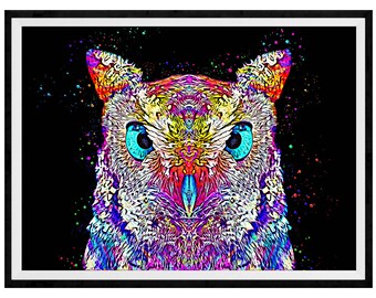 Screech Owl Mixed Media Painting Art Print