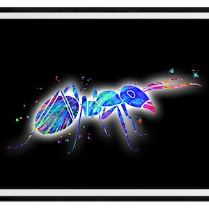 Ant Vibrant Watercolor Stencil Painting Modern Art Print
