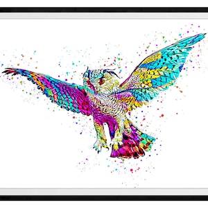 Horned Owl Mixed Media Painting Art Print