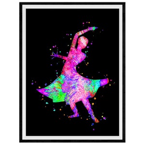Dancer Vibrant Watercolor Stencil Painting Modern Art Print