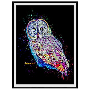 Great Gray Owl Mixed Media Painting Art Print