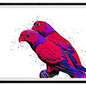 Violet-Necked Lory Mixed Media Painting Art Print #2
