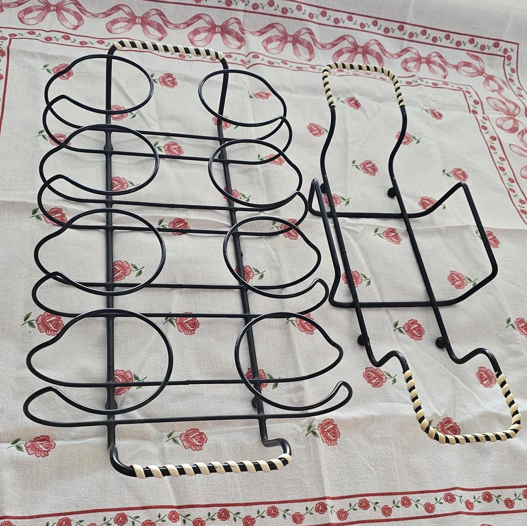Cloths Rack Mcm Vintage MCM Racks Black Wire Drinking Glass and Loaf Pan Holders Mid ...
