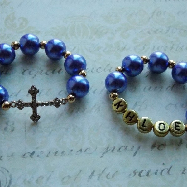 Baby Swavroski Name and Cross Bracelet Set