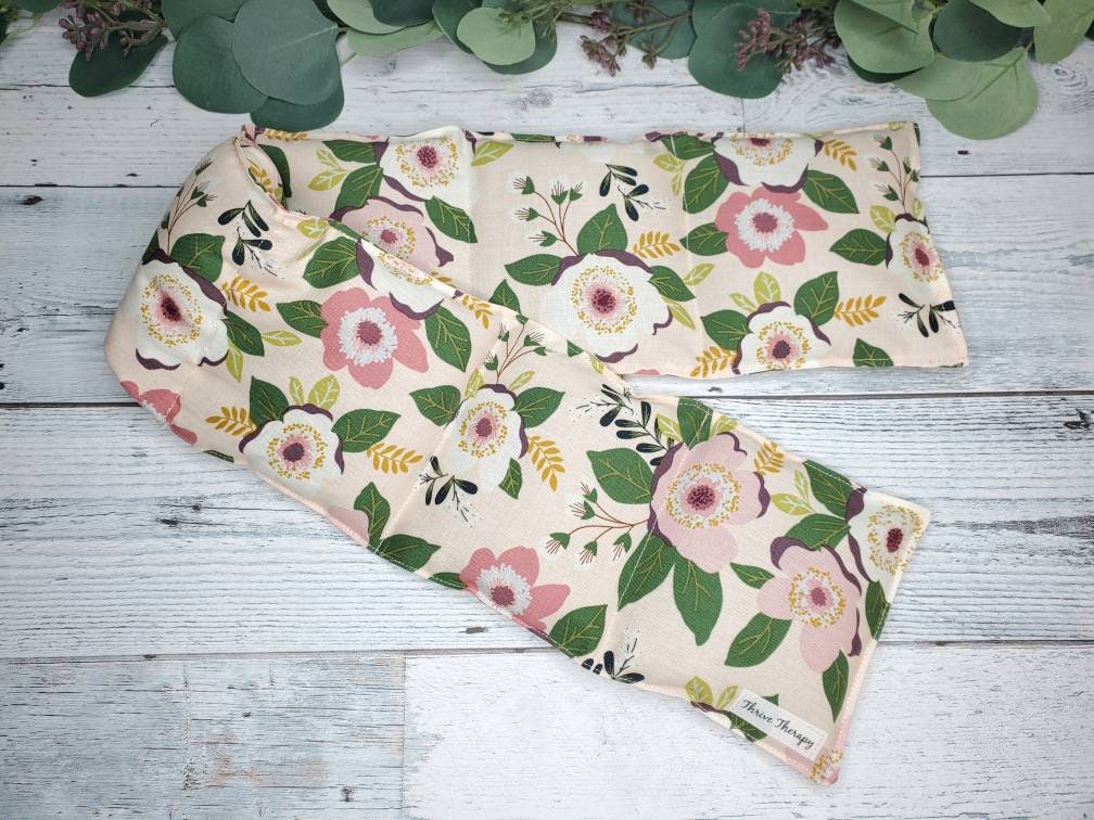 Pink Floral Neck Wrap Thrive Therapy Natural Weighted Organic Flaxseed