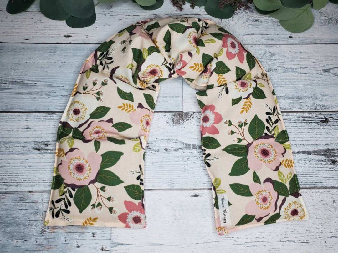 Pink Floral Neck Wrap Thrive Therapy Natural Weighted Organic Flaxseed