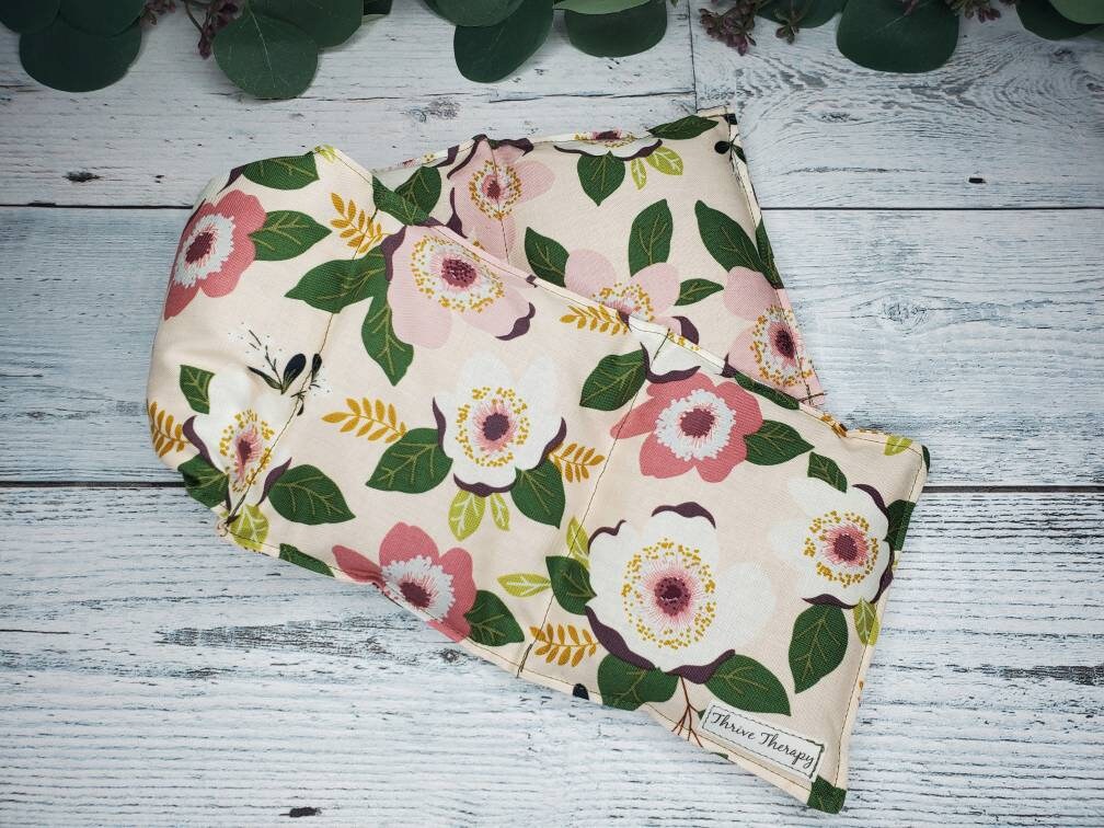 Pink Floral Neck Wrap Thrive Therapy Natural Weighted Organic Flaxseed