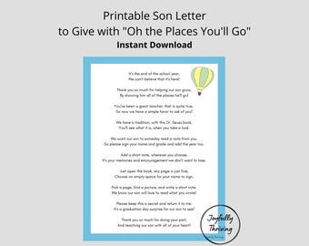 Dr. Seuss "Oh the Places You'll Go" Teacher Son Letter (PDF)