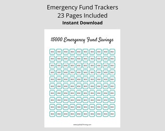 Printable Emergency Fund Trackers | Emergency Fund Savings | Savings Challenge Printable