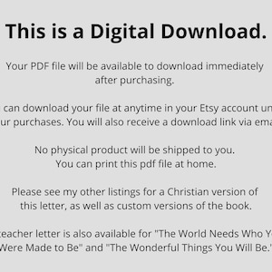 Digital Download Instant Access Teacher Appreciation Letter Printable Keepsake Gift Template Graduation Book Companion Student Milestone Memory Card Kindergarten Through College Level Custom Teacher Thank You Note End Of Year Classroom