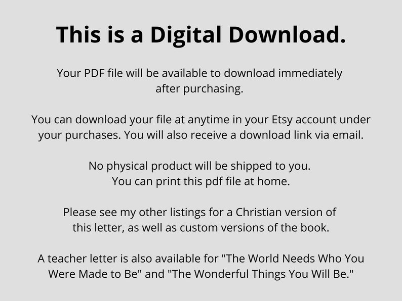 Digital Download Instant Access Teacher Appreciation Letter Printable Keepsake Gift Template Graduation Book Companion Student Milestone Memory Card Kindergarten Through College Level Custom Teacher Thank You Note End Of Year Classroom