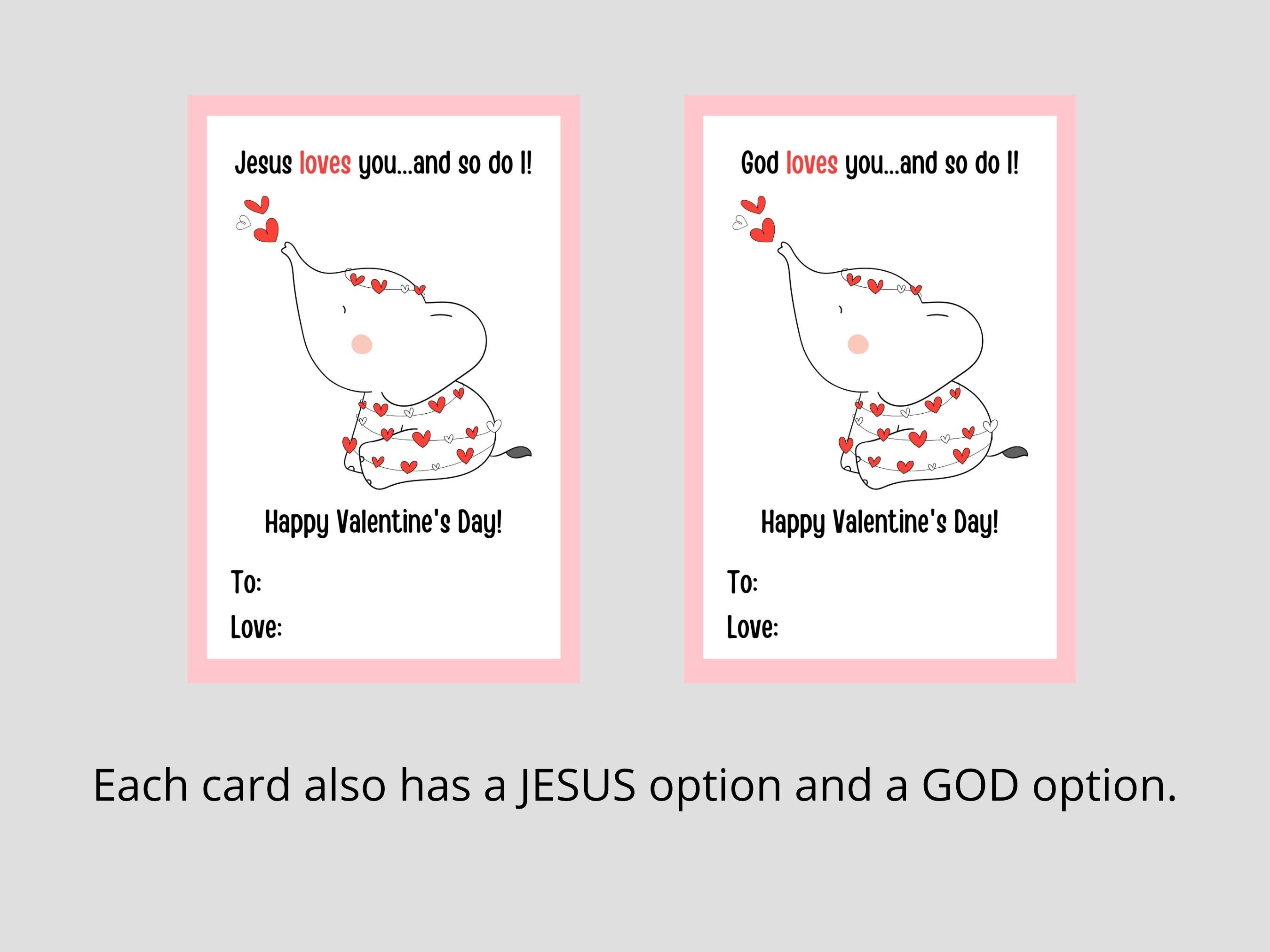 Jesus Loves You Valentine Cards Printable Valentine Cards Animal Valentines for Kids - Etsy