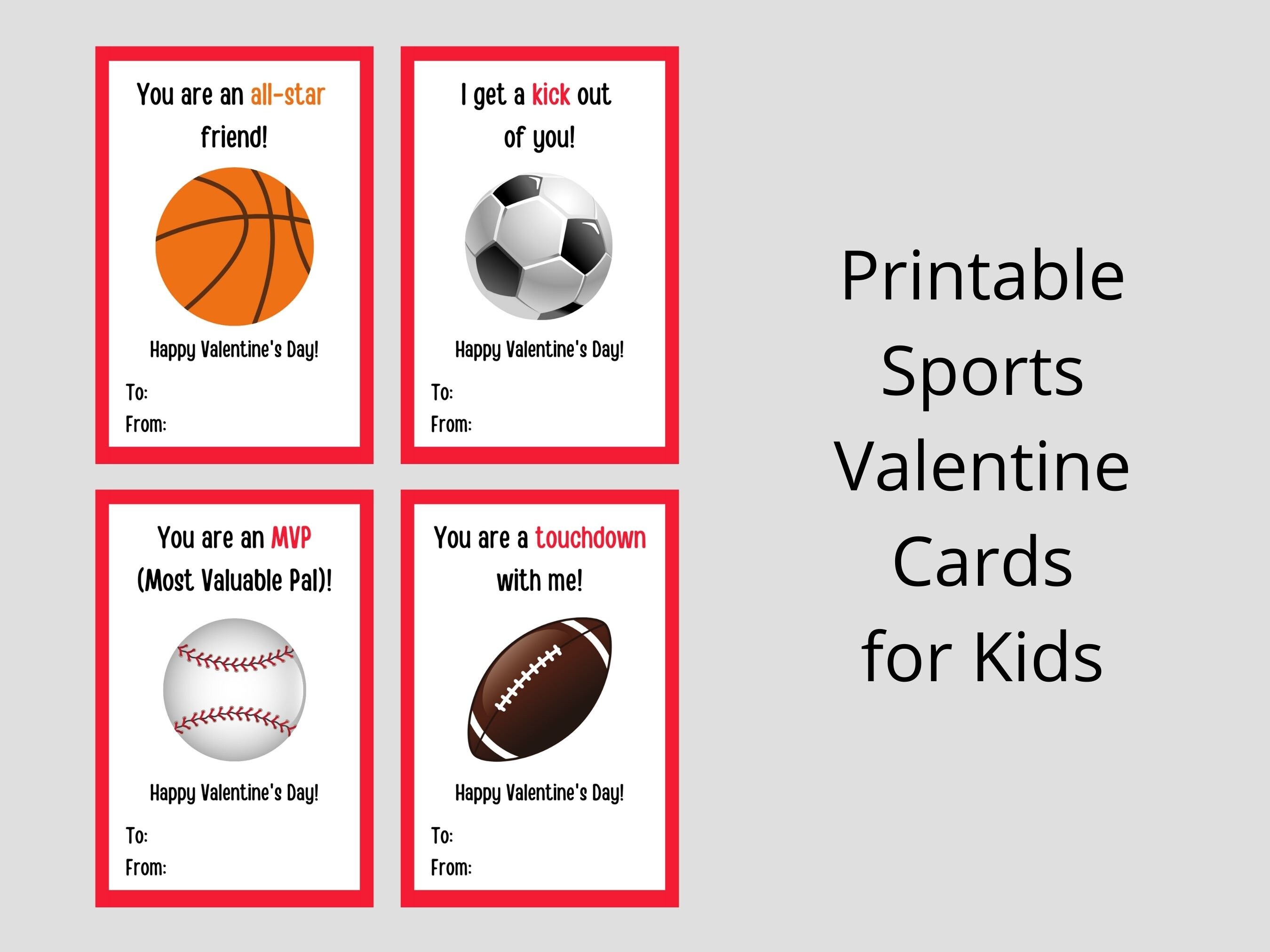 Sports Valentines for Kids Classroom Valentines Printable - Etsy