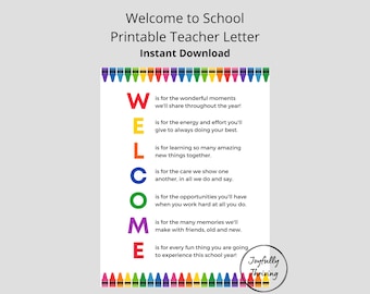 Welcome Back to School Letter | Printable Teacher Letter | Teacher Letter for Back to School