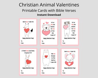 Christian Preschool Valentine Cards Printable Bible Verse Valentines Animal Valentines for Kids