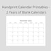 Printable Handprint Calendars 2 Years of Blank Calendars - Etsy