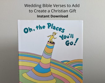 Wedding Bible Verses for Oh the Places You'll Go Christian Wedding Gift Scripture Wedding Gift Religious Wedding Gift