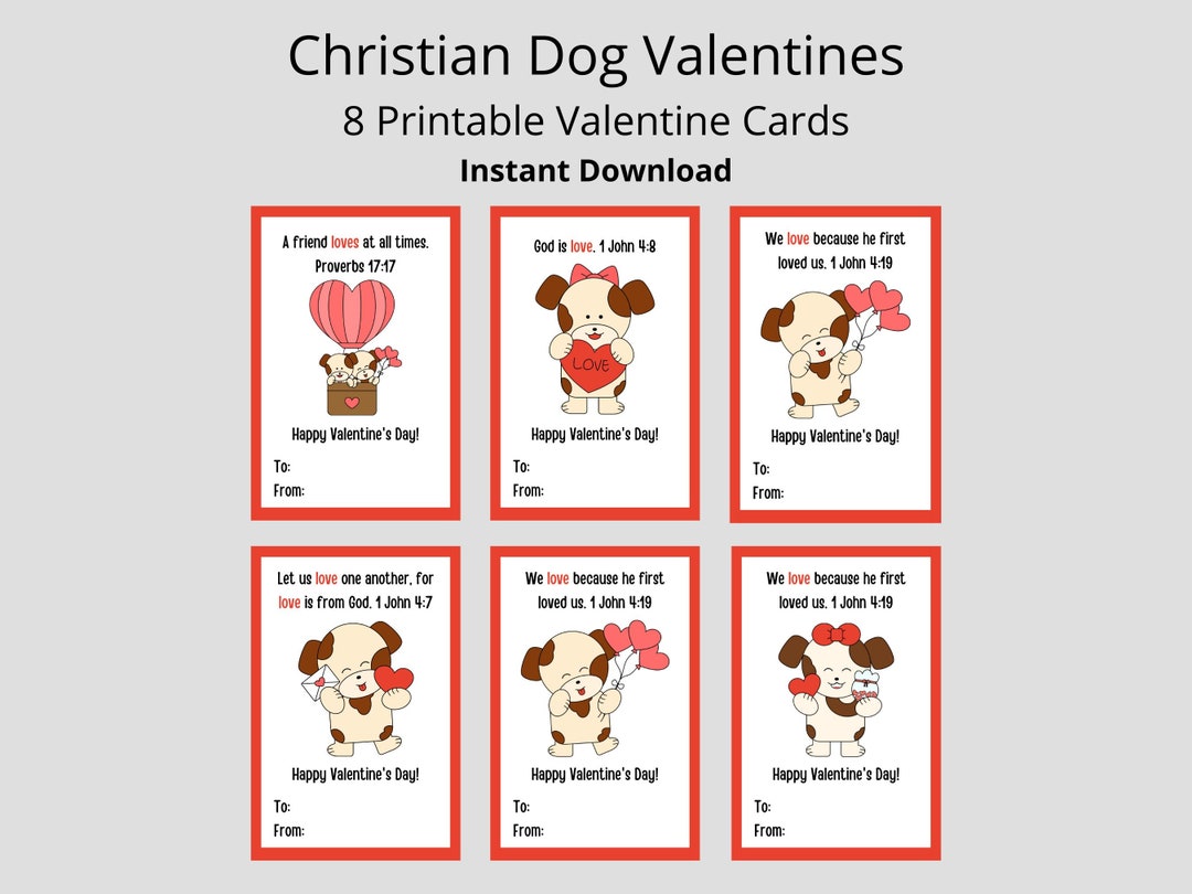 Printable Bible Verse Valentine Cards Christian Valentines Dog ...