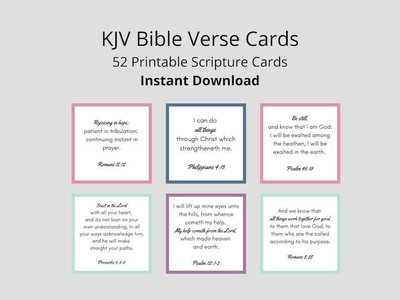 KJV Bible Verse Cards Scripture Cards for Women Printable - Etsy