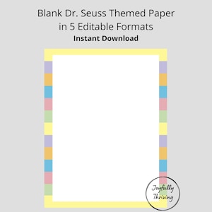 Bearbeitbare Dr. Seuss Digital Paper Blank Dr. Seuss Papier Party Ausdrucke Oh the Places You'll Go Kindergarten Abschlusszertifikat