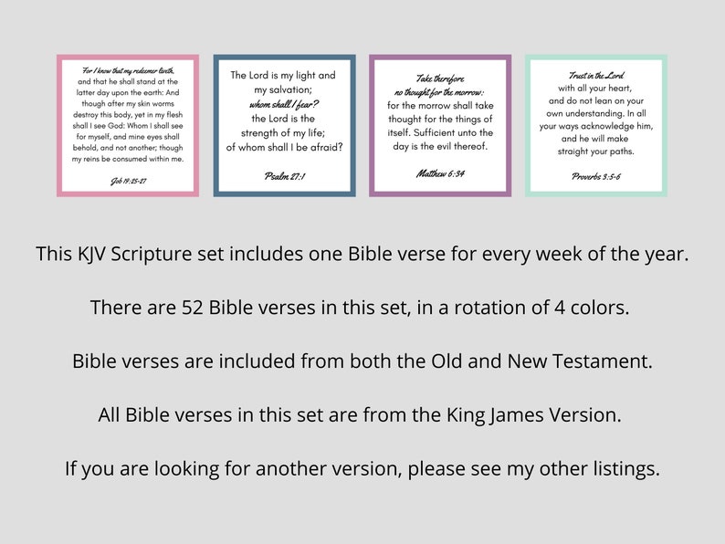 KJV Bible Verse Cards Scripture Cards for Women Printable - Etsy