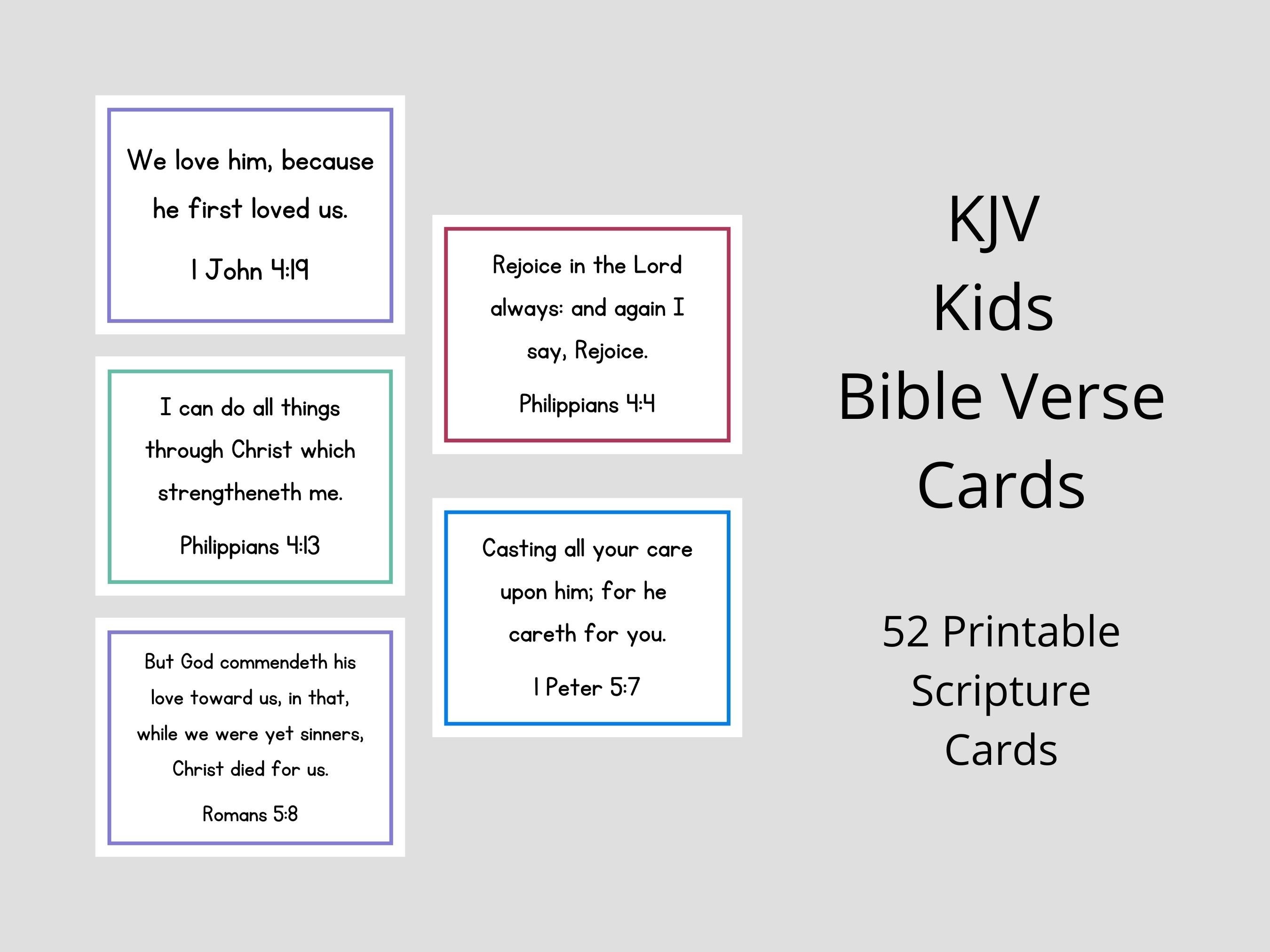 KJV Bible Verse Cards for Kids Scripture Cards for Families | Etsy