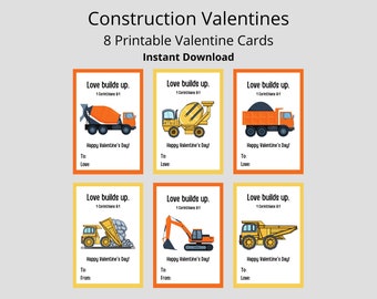 Christian Preschool Valentine Cards Construction Valentines for Kids Truck Valentines with Bible Verses