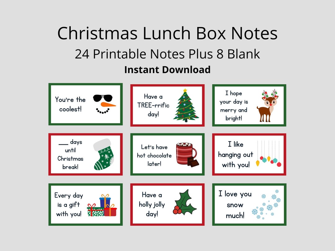 The Polka Dot Posie: Printable Christmas Lunch Box Notes