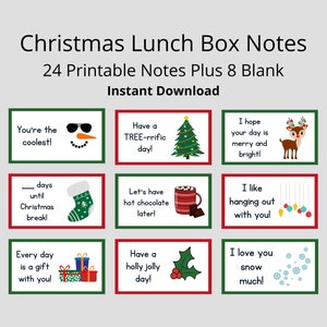 Appunti stampabili per il pranzo di Natale per bambini / Appunti per le vacanze per bambini / Set di appunti per il pranzo invernale