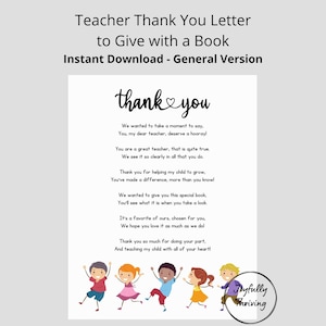Regalos imprimibles para maestros, regalo de agradecimiento para maestros, regalo de agradecimiento, carta imprimible para maestros de preescolar, regalo de libro