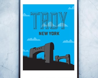 TROY NY Tin Bridge Travel Poster