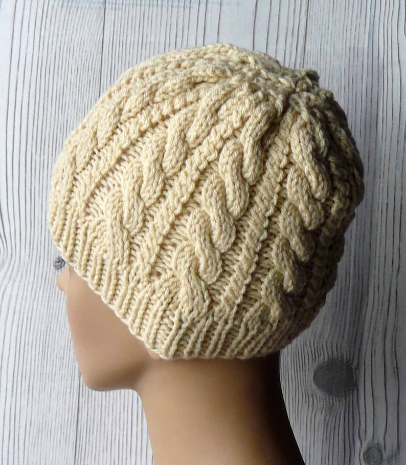 Knitting PATTERN Knitted Cable Beanie Womens Braided Knit Etsy