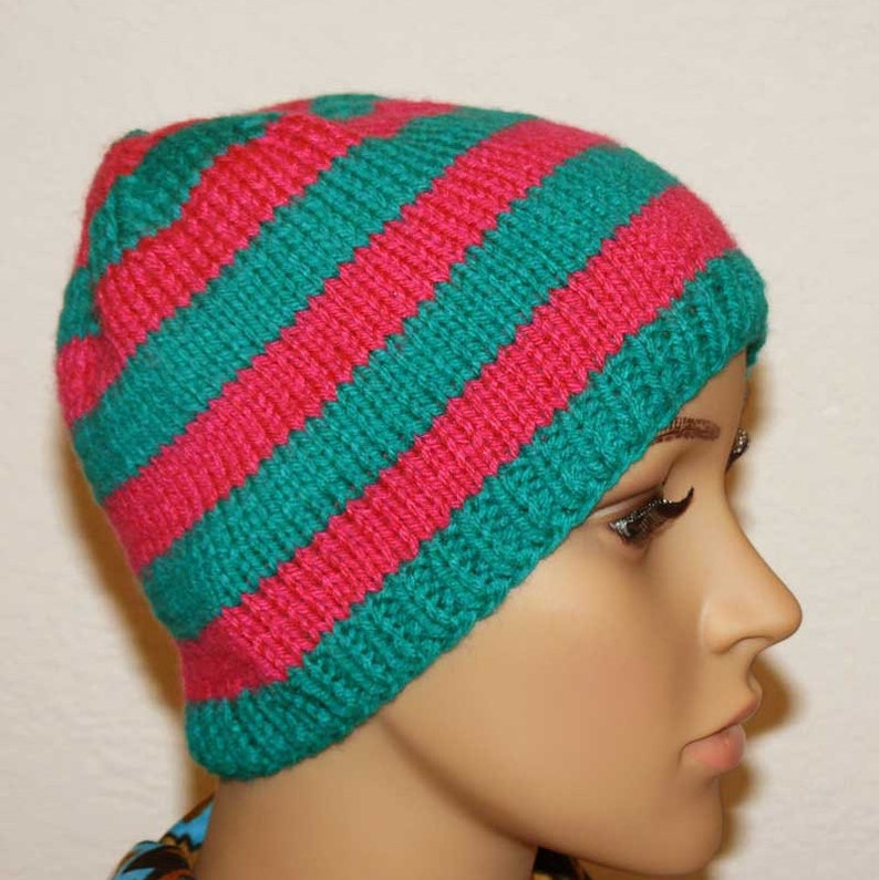 Knitting PATTERN Knit Striped Beanie Pattern Knit Hats Etsy