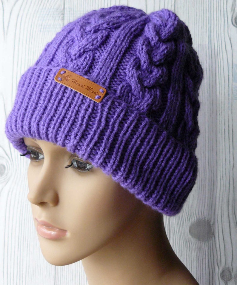 Knitting PATTERN Knitted Cable Beanie Womens Cabled Knit Etsy