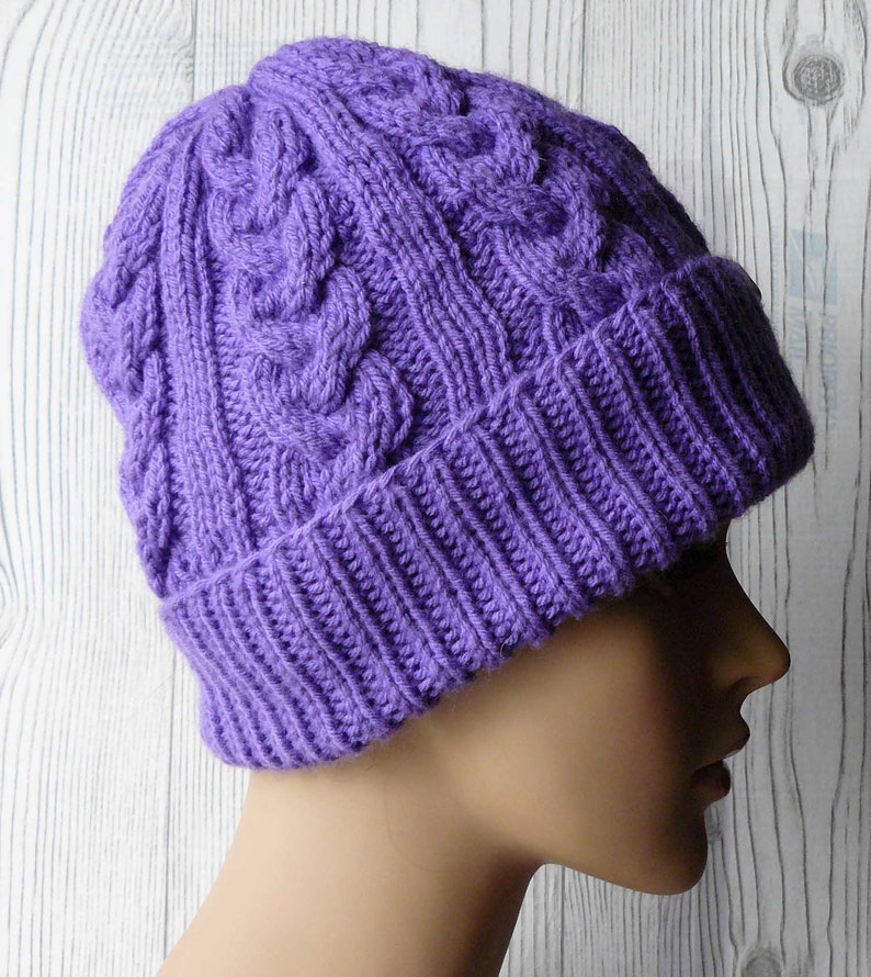Knitting PATTERN Knitted Cable Beanie Womens Cabled Knit Etsy