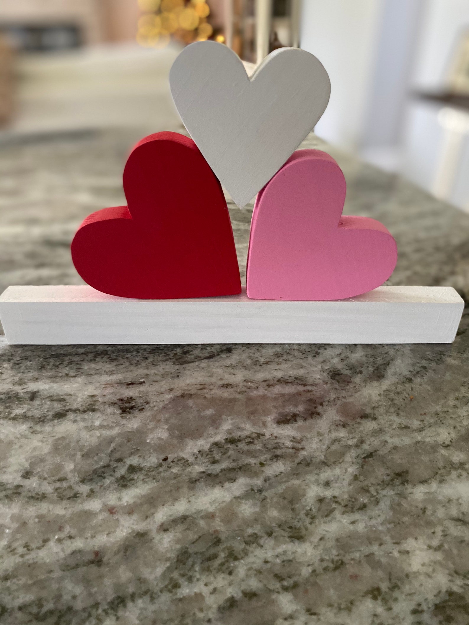 Heart Blocks Valentine Wood Decor Heart Wood Block Set Etsy