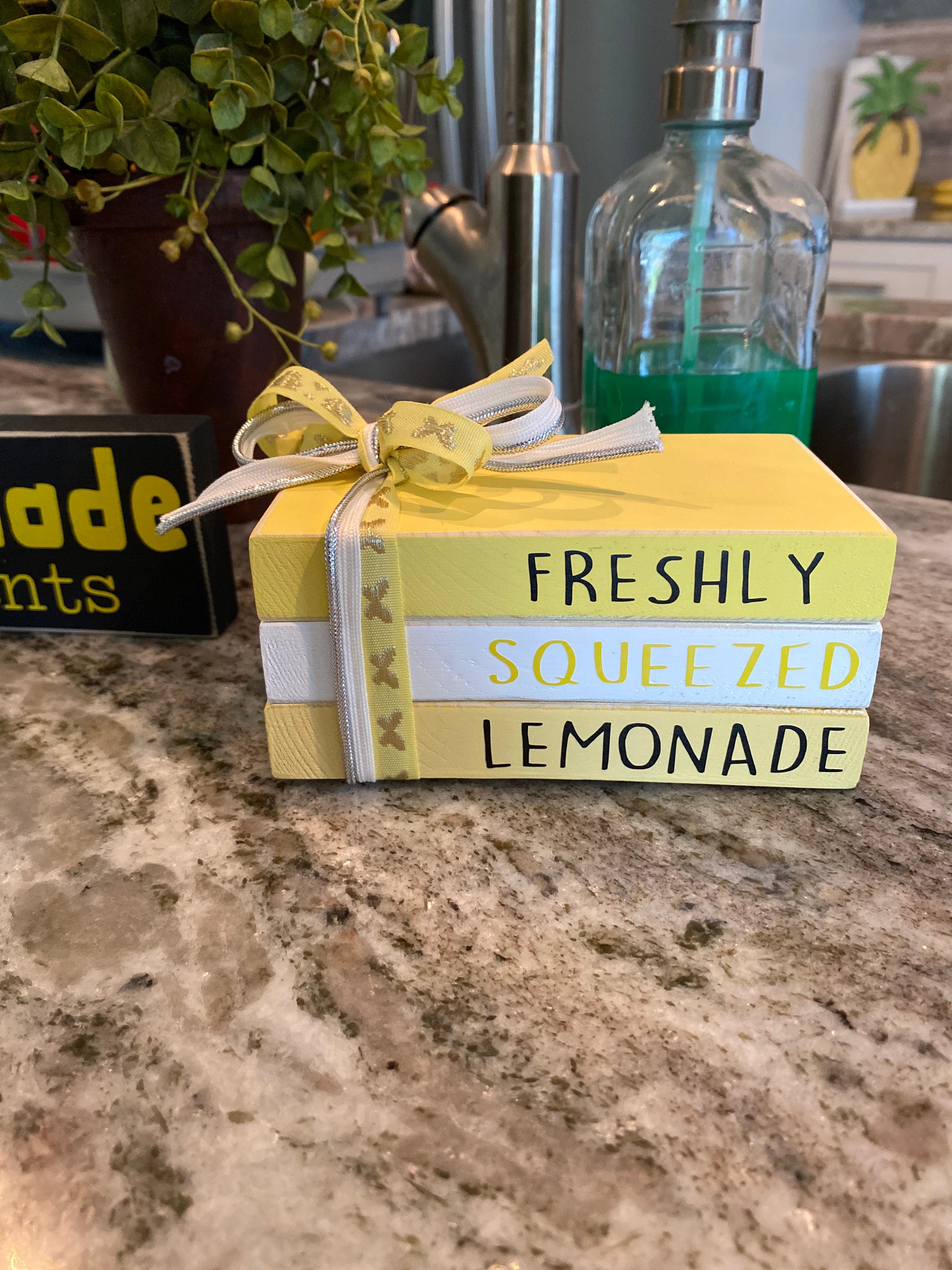 Lemonade Book Stack Tiered Tray Decor Summer Tiered Tray Etsy
