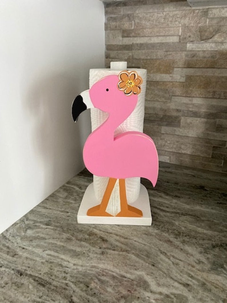 Flamingo Paper Towel Holder Flamingo Paper Towel Stand Etsy