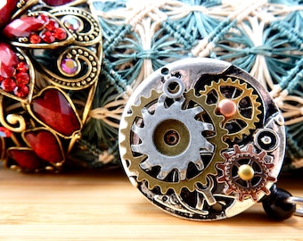 Steampunk ID Badge Reel, Medical  Doctor Badge Holder, Retractable Identification Badge Clip, Nurse Accessories Men&#39;s, Unique RN Gift