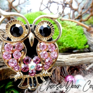 Bling Owl Retractable Badge Reel, owl ID Badge Holder, Badge Pull, NICU Nurse Jewelry, Nurse Gifts