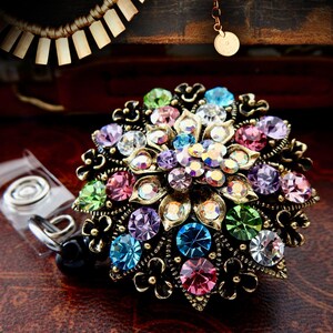 1pc Acrylic Bling Retractable Badge Reel, Belt Clip Retractable Name Badge Holder For Nurse Doctor Student Worker Volunteer P 35286297