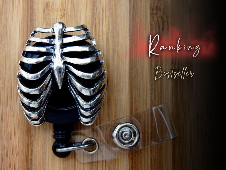 Rib Cage Badge Reel, Badge Holder, Respiratory Therapist Clip, Radiology ID Holder, Doctor Gift, Nurse Gifts, RN Gift ideas image 4