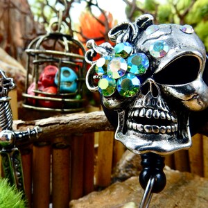 Skull Badge Holder, Halloween Badge Reel, Sugar Skull Badge Clip, Halloween Gifts for Nurses, Name Badge Reel, Badge Pull, ID Badge Holder