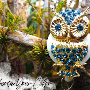 Decorative Owl Badge Reel - Retractable Badge Holder - Badge Reel Retractable - Quality Nurse ID Badge Clip - Rhinestone Badge Reel