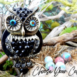 Owl Badge Reels, Retractable ID Crystal Holder, Bling Animal Badge Reel, Name Badge Clip, RN Gift